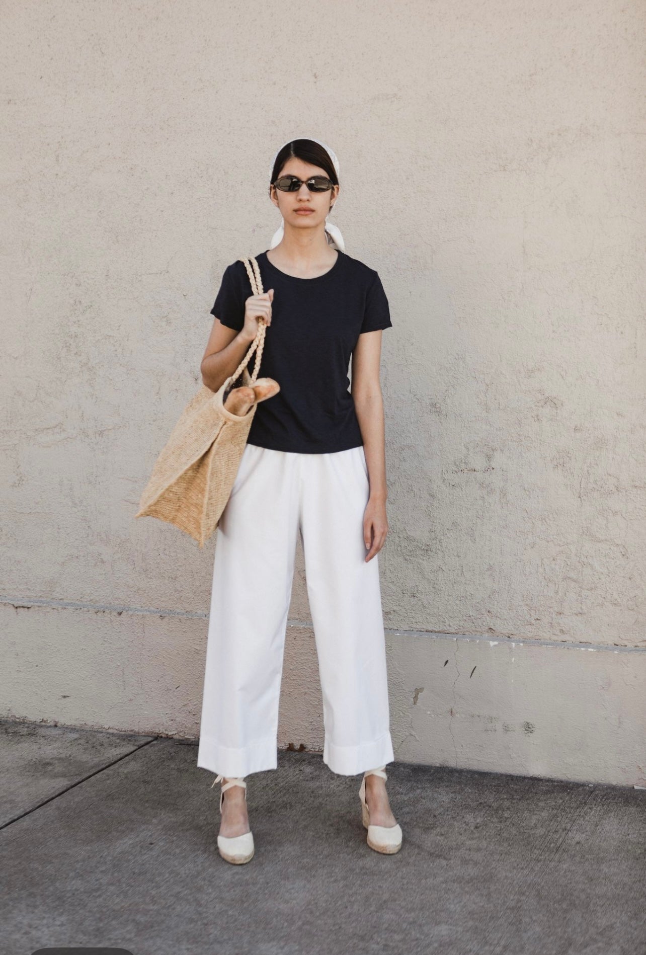 French Cuff Cotton Crop Pants