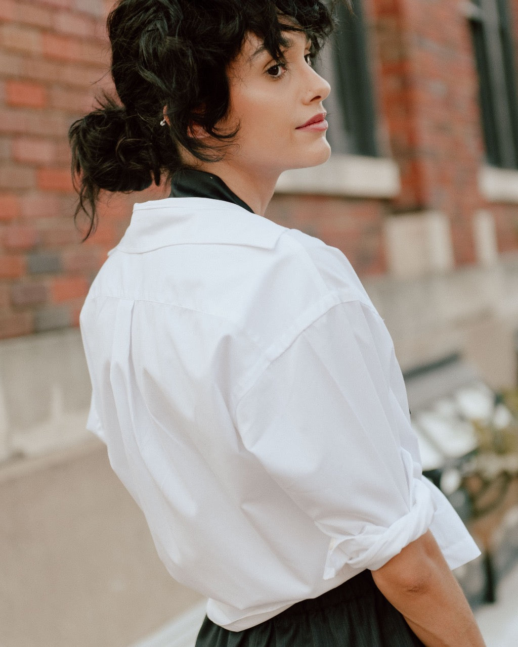 Boyfriend Button Down Shirt in White Linen