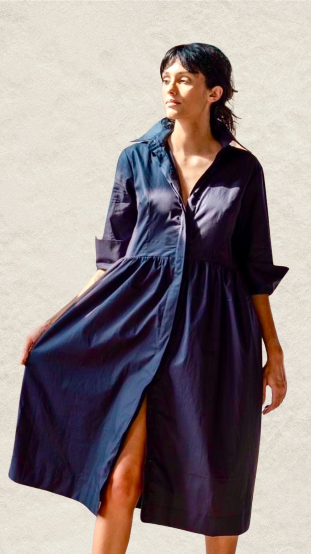 French Cotton Fitted Shirt Dress