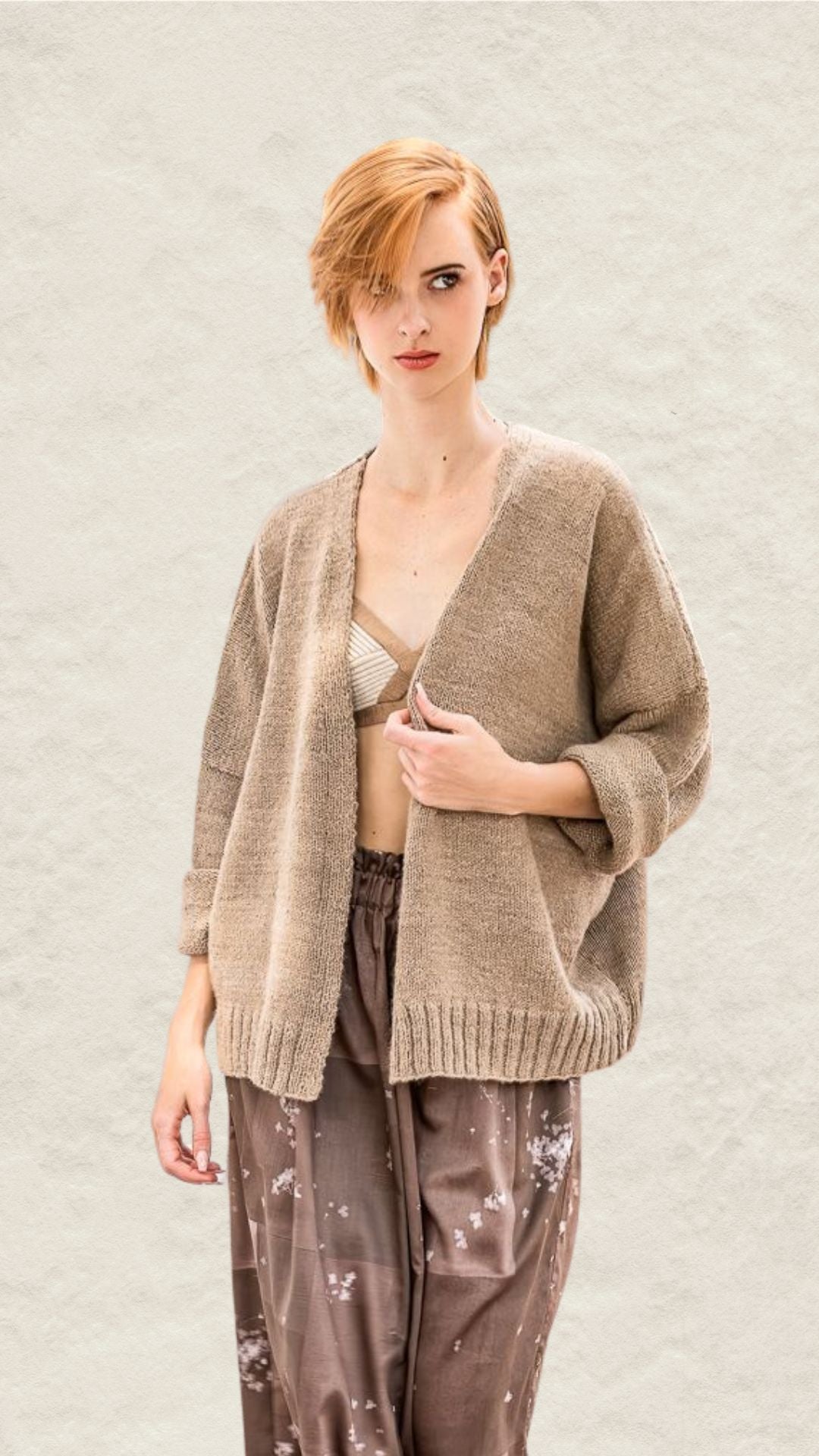 Oversized Hand Knit Cotton Cardigan