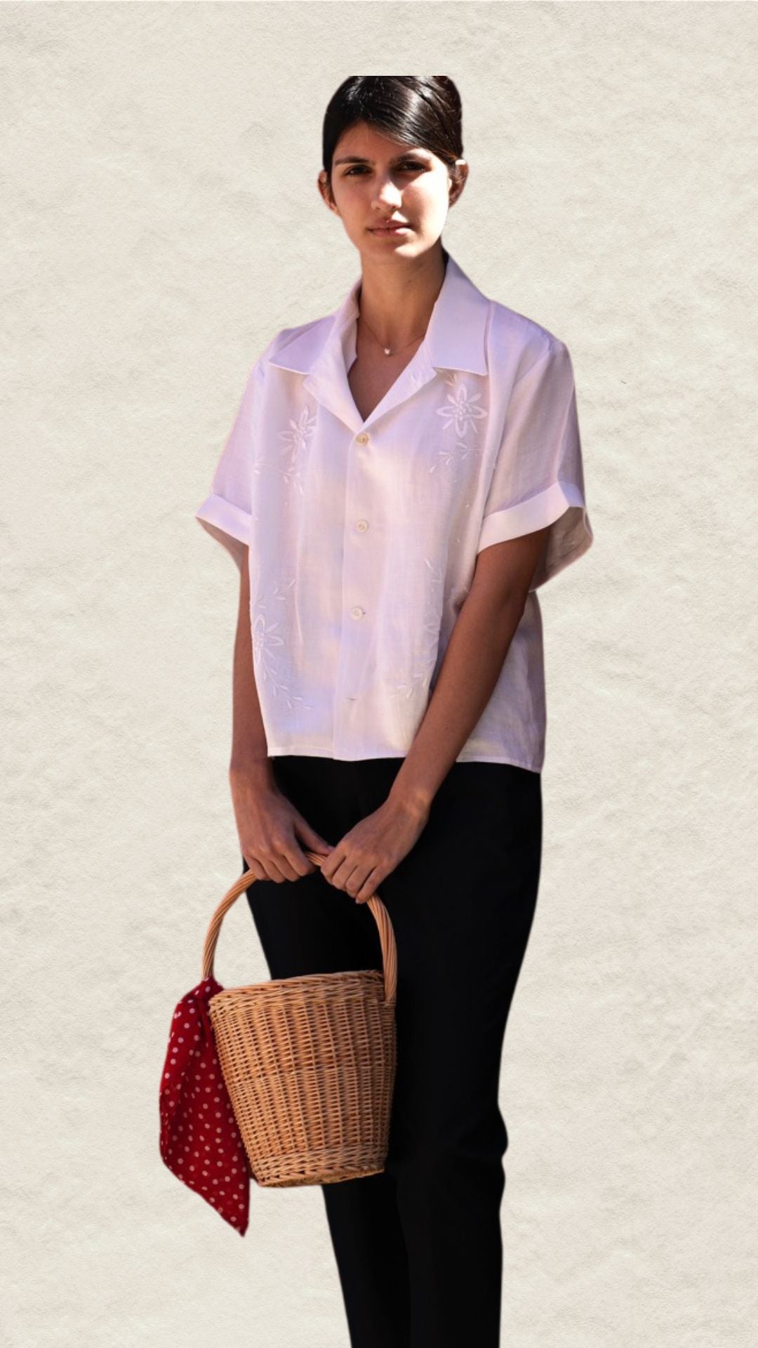 Vintage French Linen 3/4" Sleeve Shirt