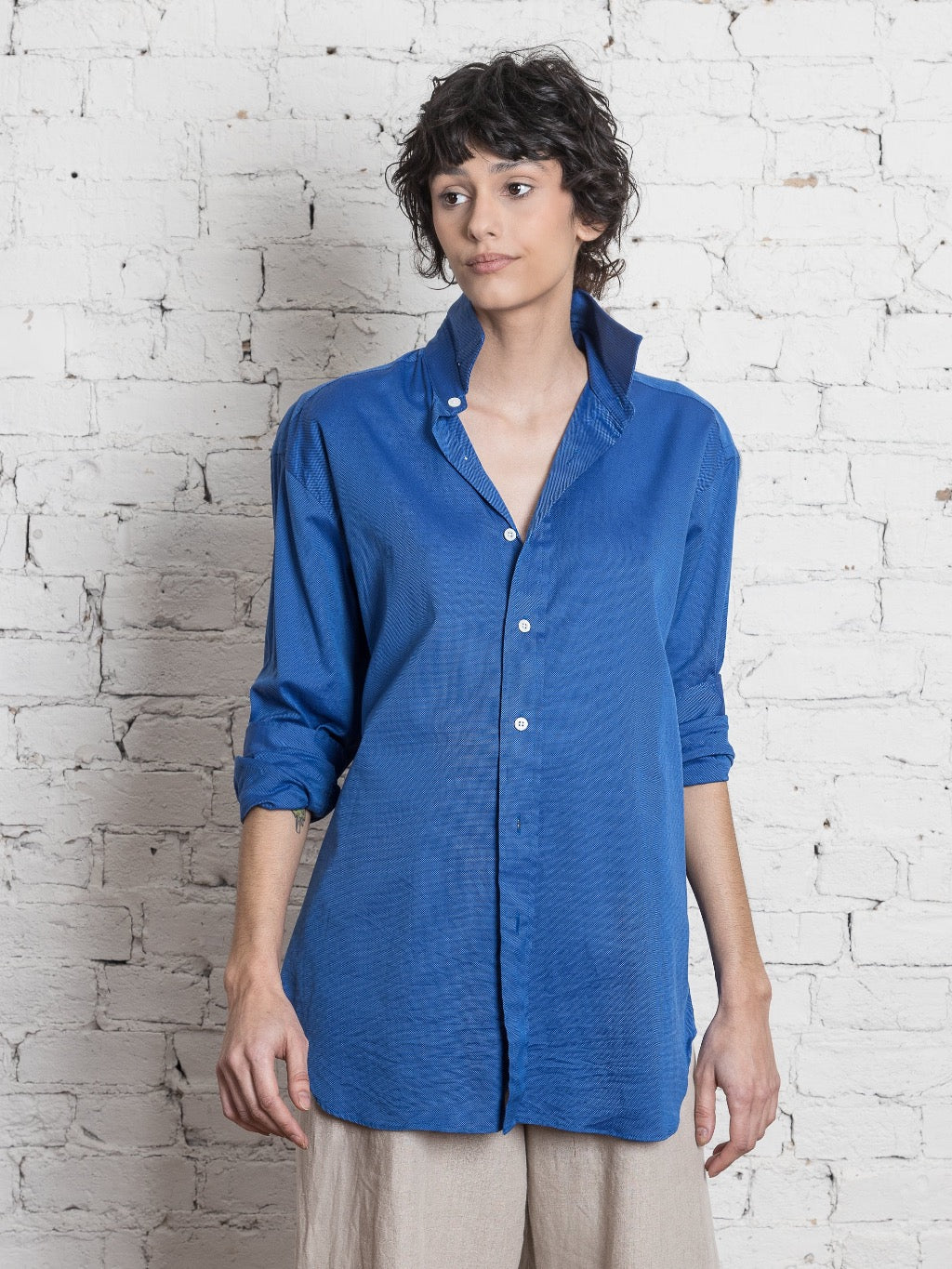 Boyfriend Button Down Shirt - Blue