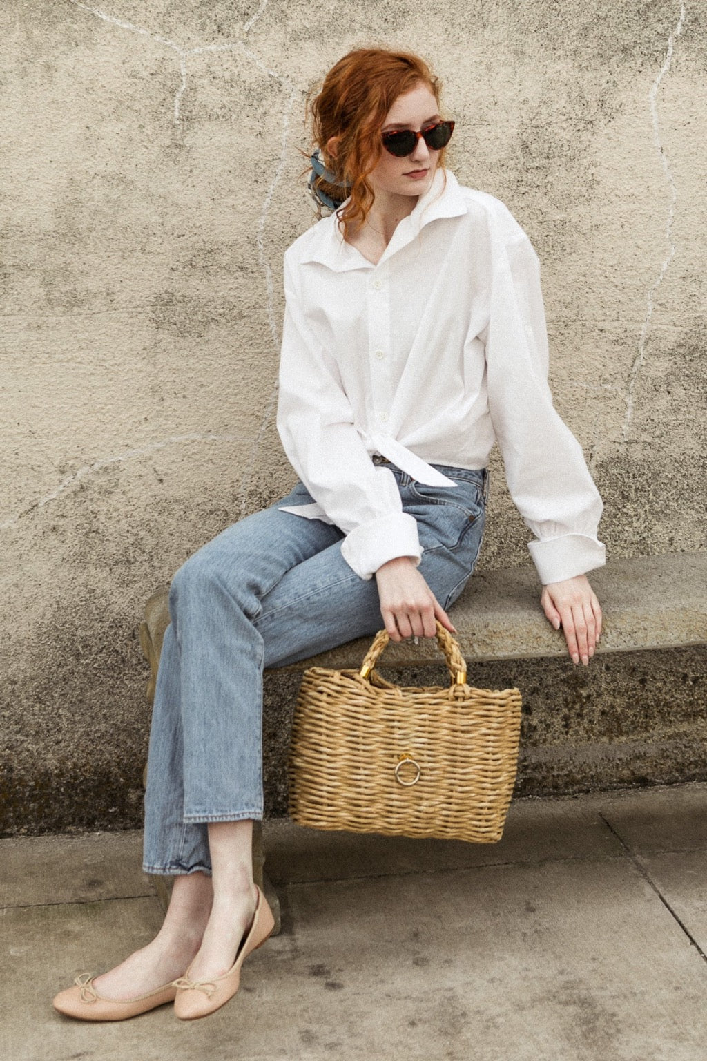 French Cuff Linen Tie Shirt