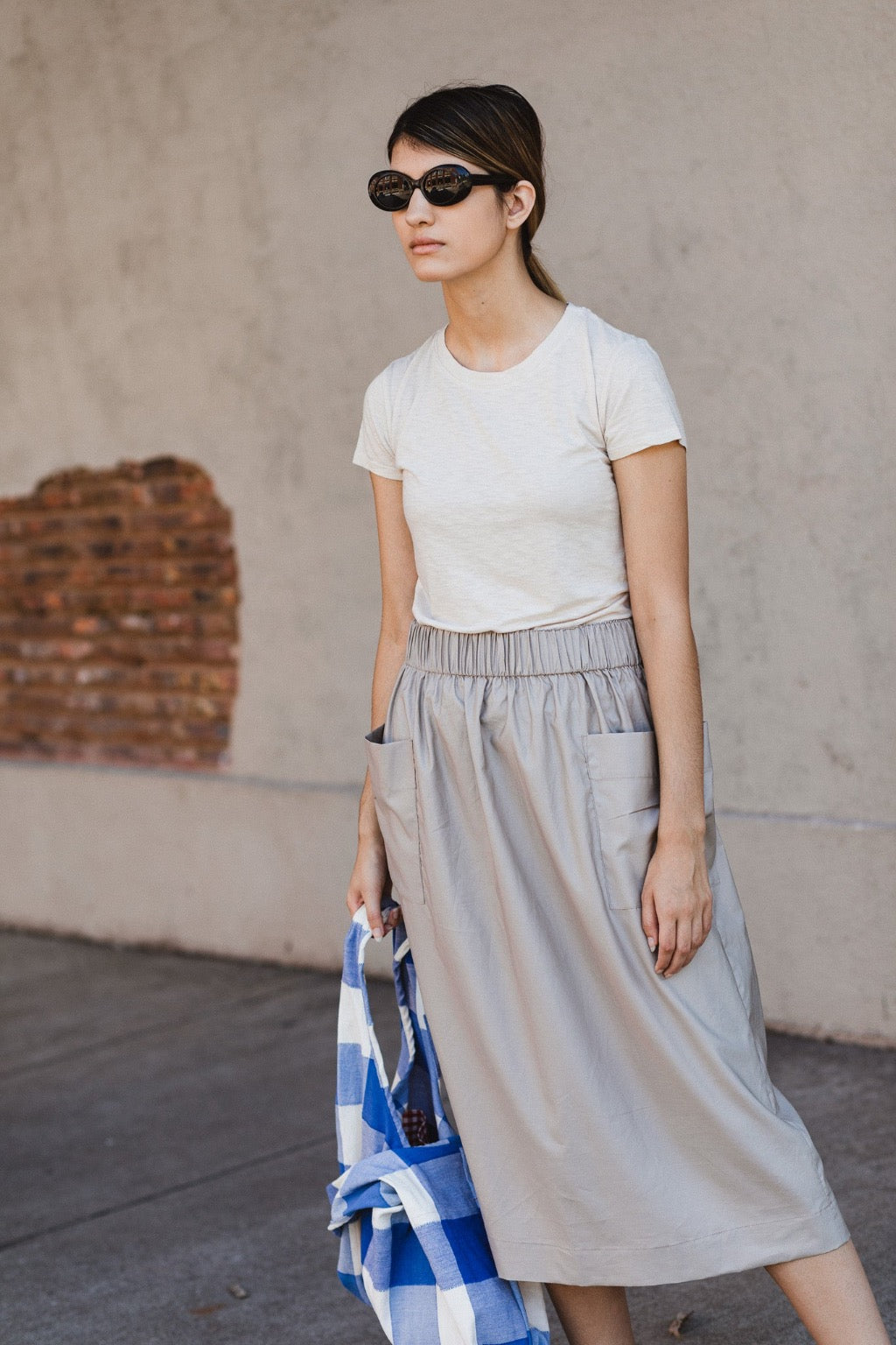 A-Line Skirt in Sand Cotton 