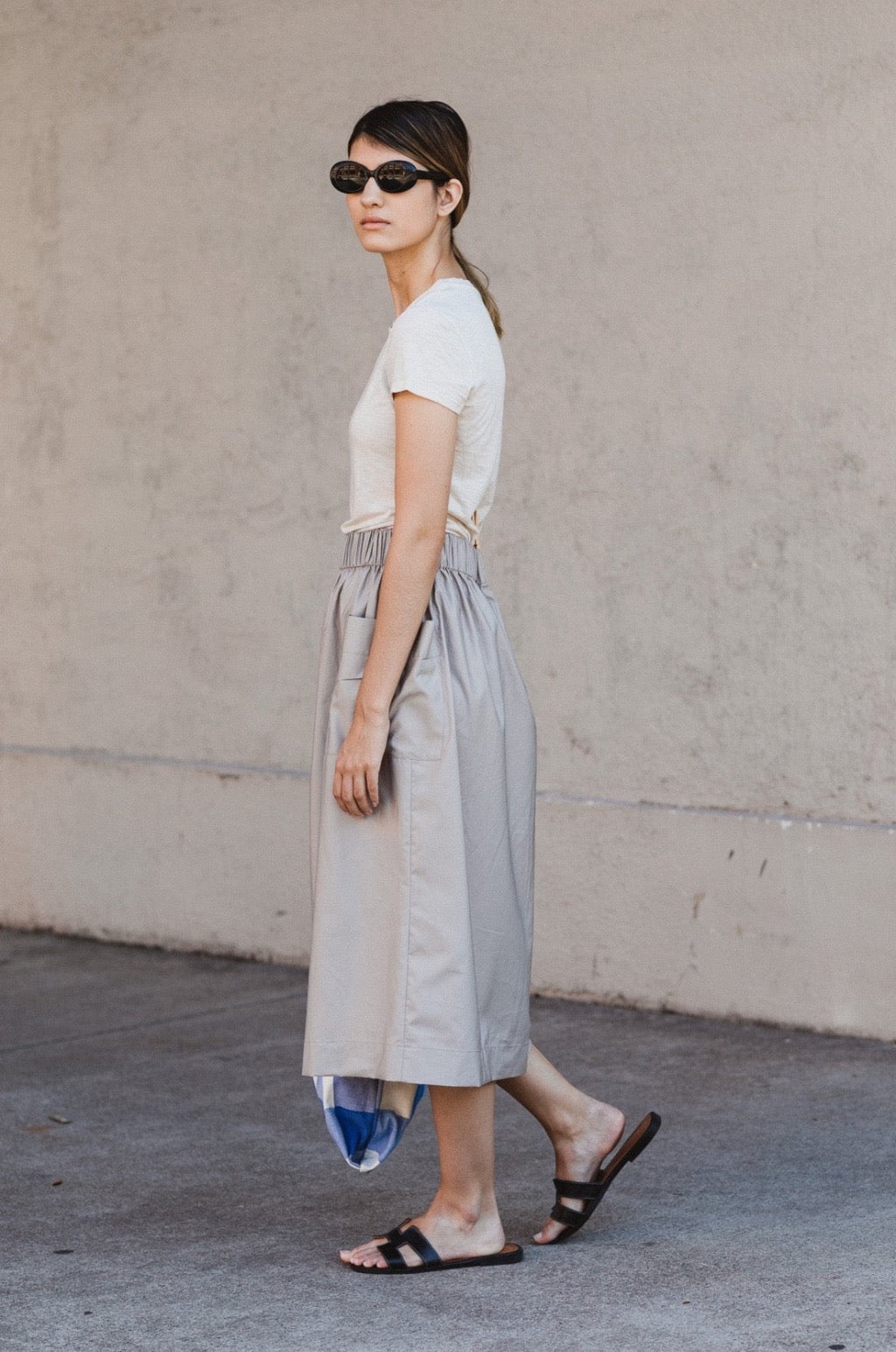 A-Line Skirt in Sand Cotton