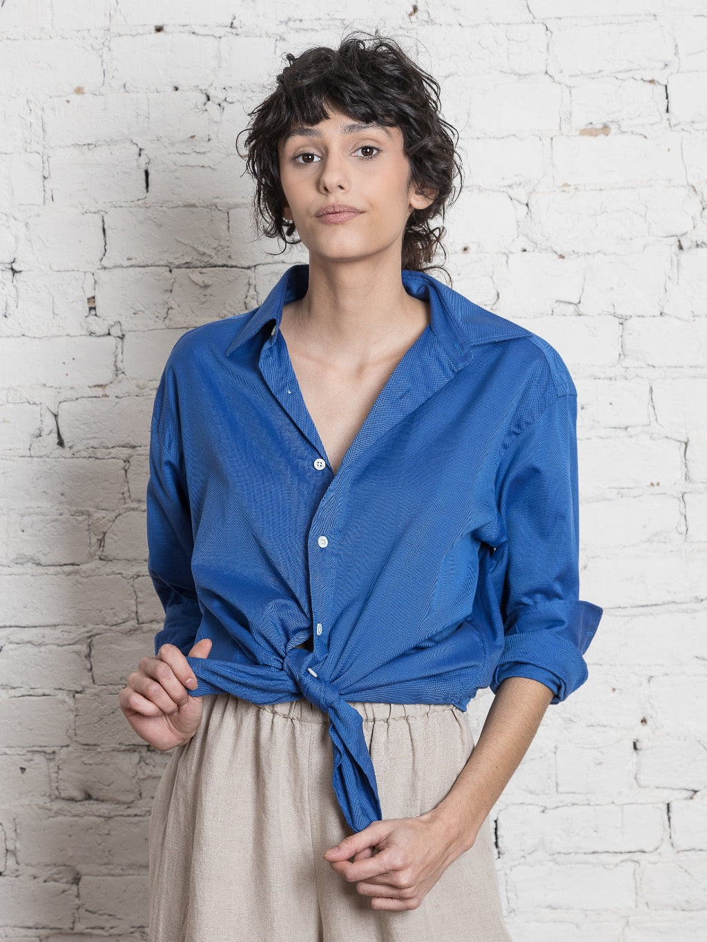 Boyfriend Button Down Shirt - Blue