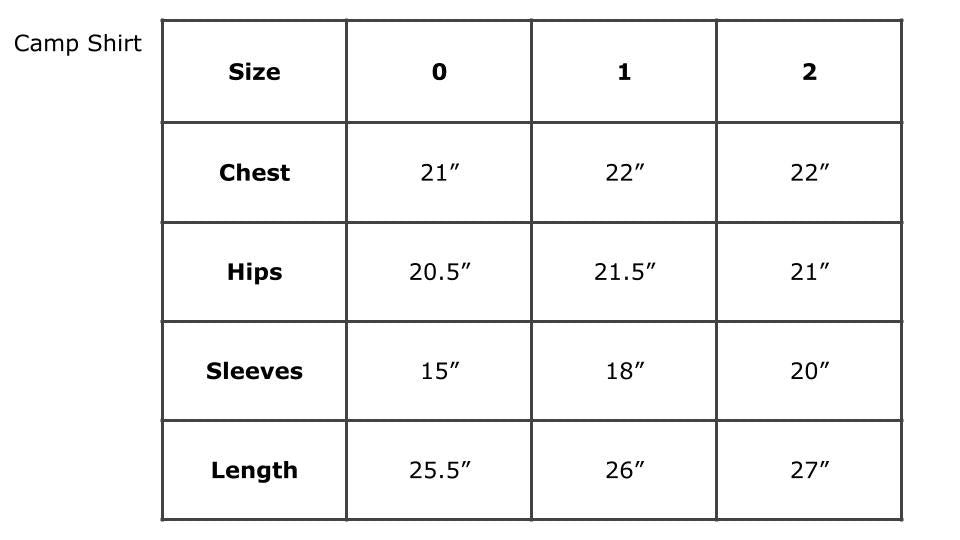 French Linen Shirt - Size Chart