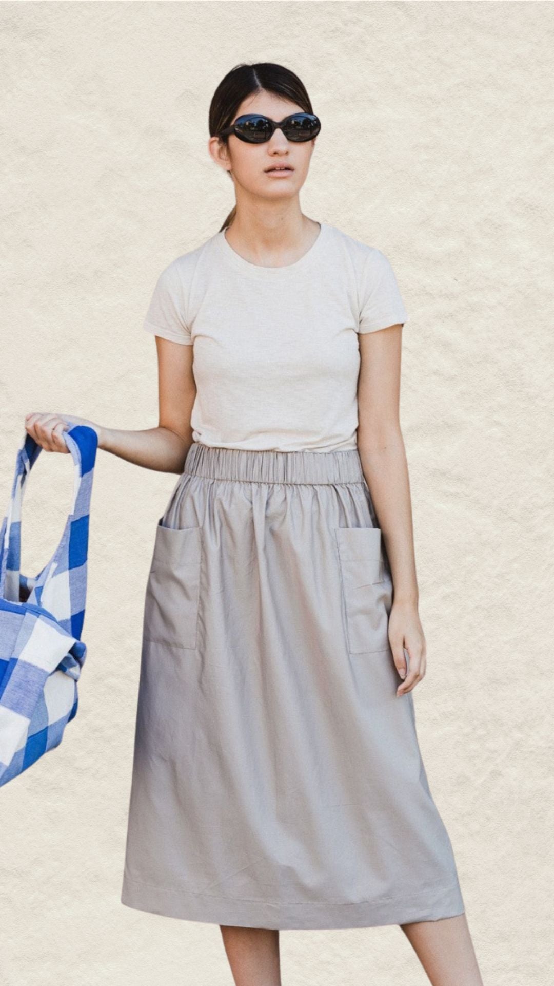 A-Line Skirt in Sand Cotton