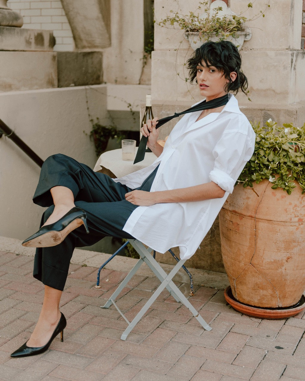 Boyfriend Button Down Shirt in White Linen