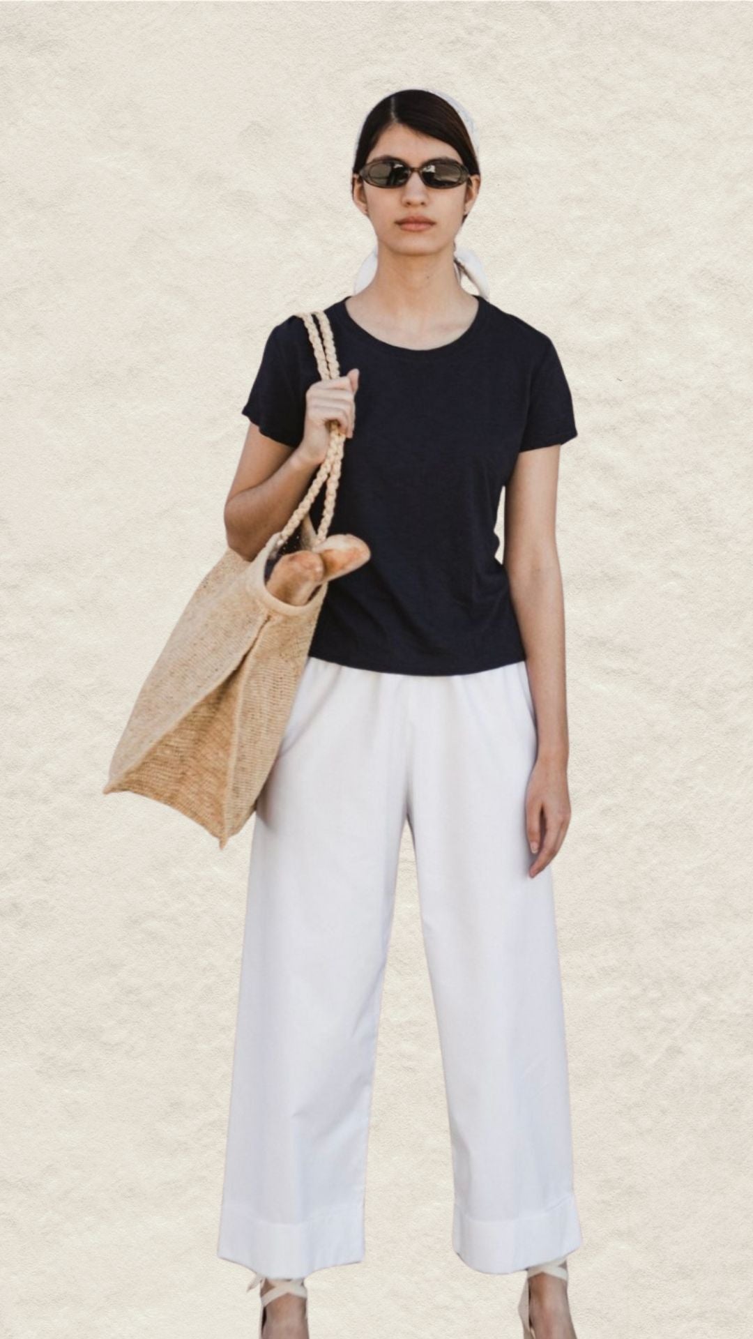 French Cuff Cotton  Crop Pants