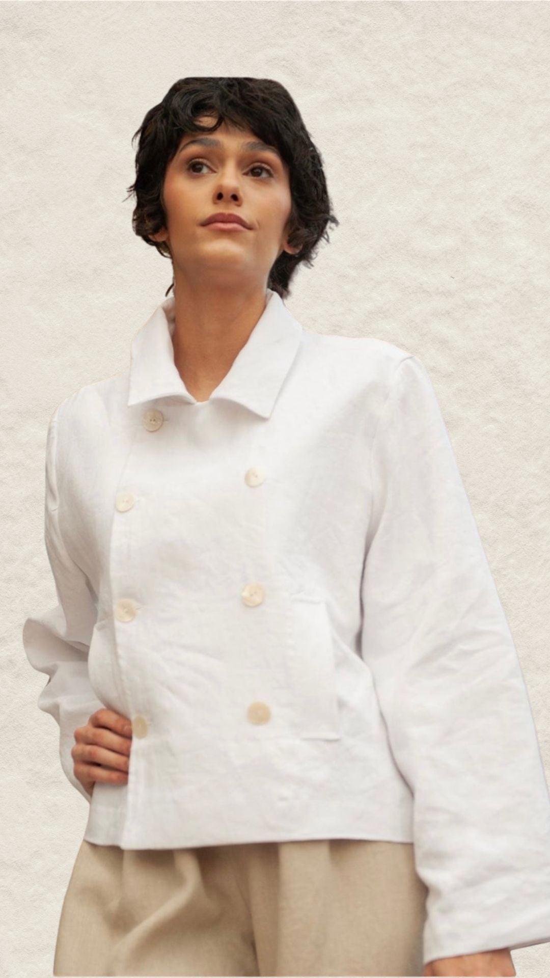 French Linen Double Breasted Jacket