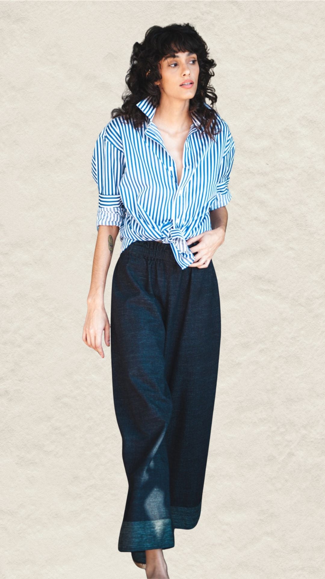 Japanese Denim Cuffed Pants - Medium weight