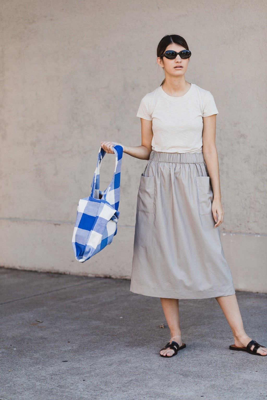 A-Line Skirt in Sand Cotton