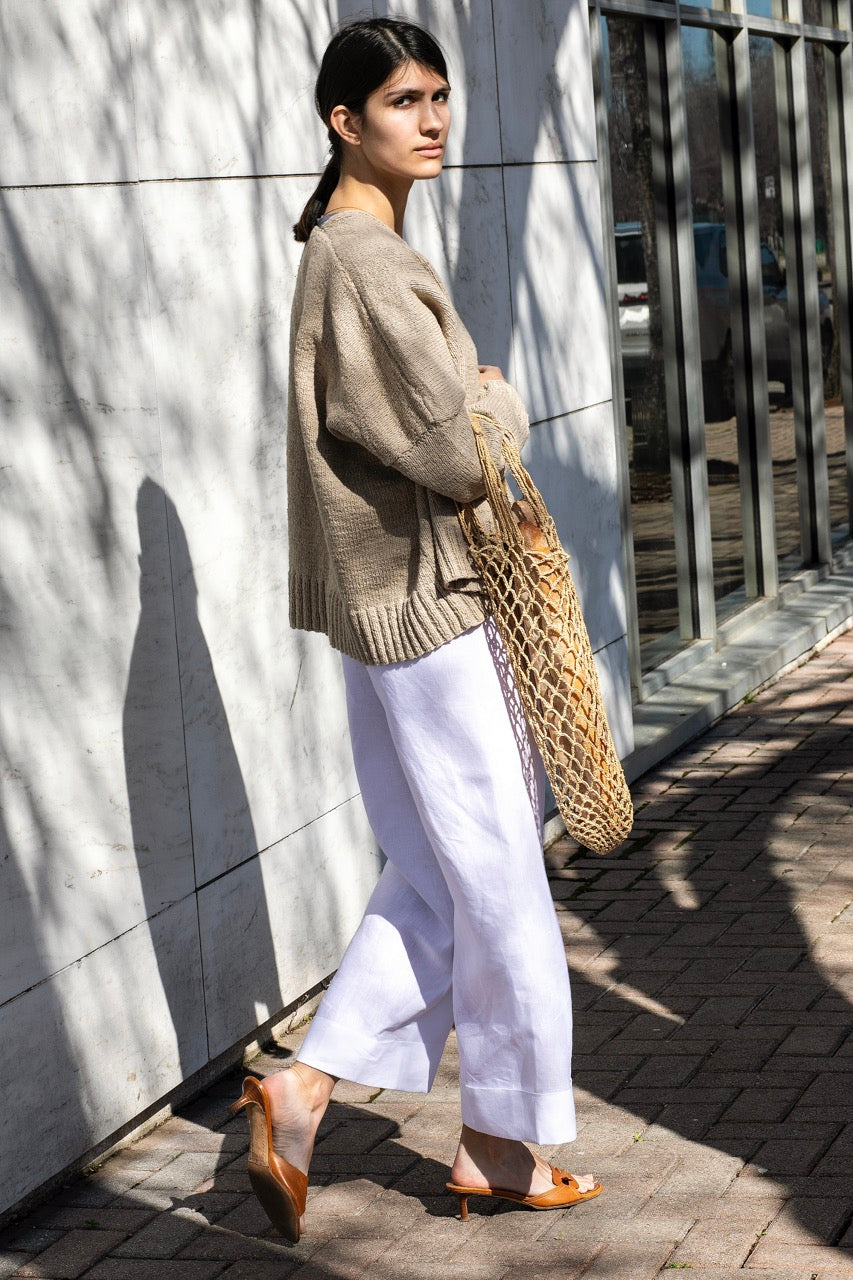 Oversized Hand Knit Cotton Cardigan